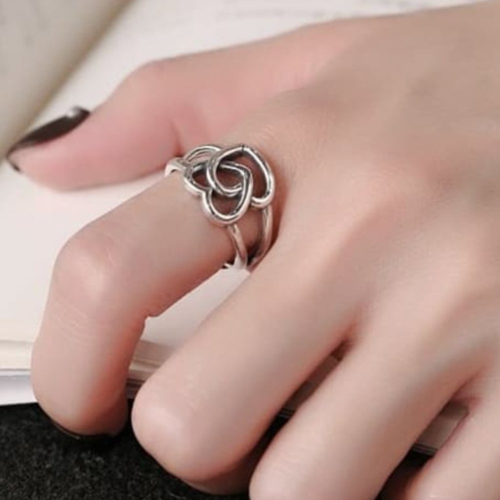 925 sterling silver heart vintage band ring